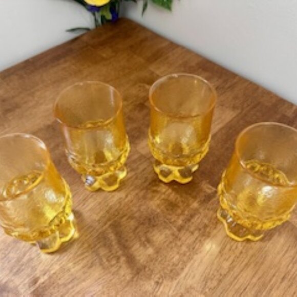 Tiffin Franciscan Madeira Cornsilk Yellow Small Goblets Set of 4 Vintage Texture - Picture 3 of 6